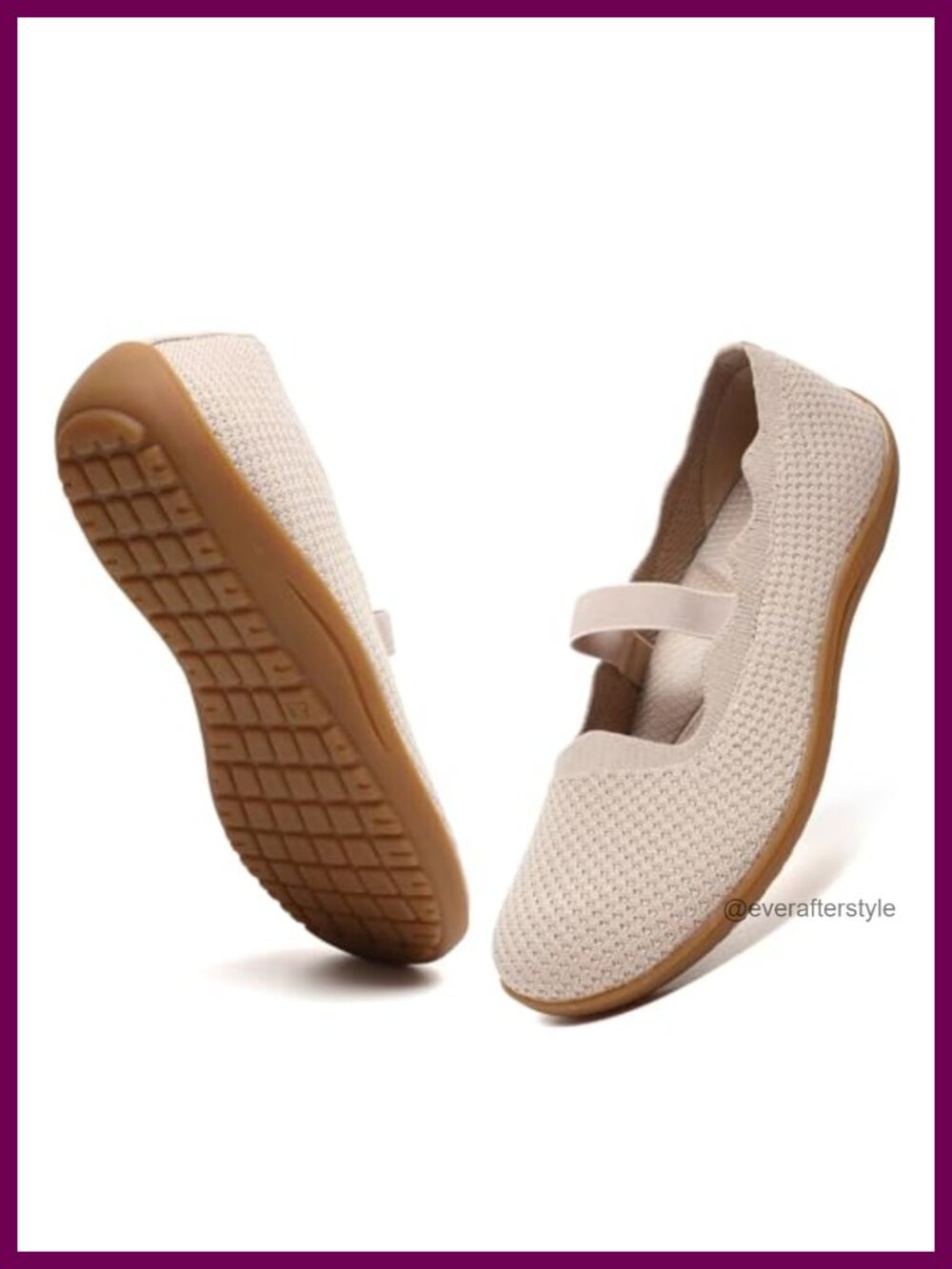 Women's Wide Toe Box Mary Jane Flats Knit Pull-On Arch Support